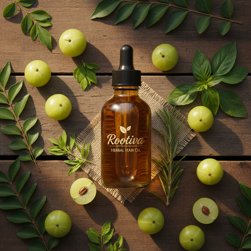 Rootiva Herbal Hair Oil - Lifestyle Shot
